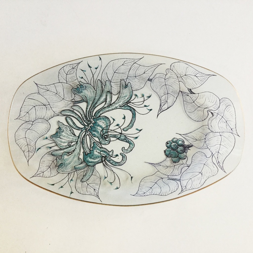 Vintage NEW Chance Glass Candy Trinket Dish Floral in Box